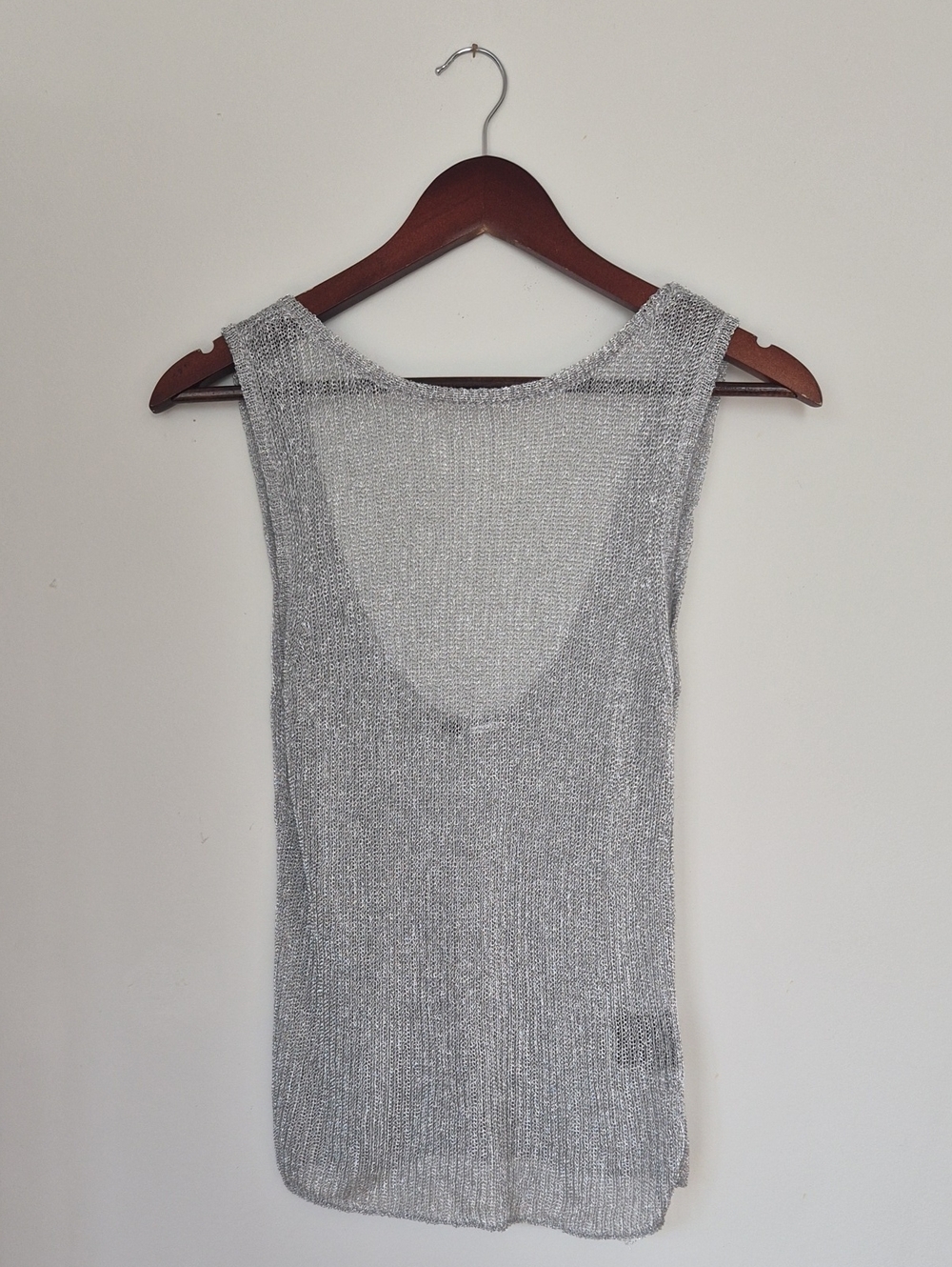H&M Silver Knit Sleeveless Low Back Top
